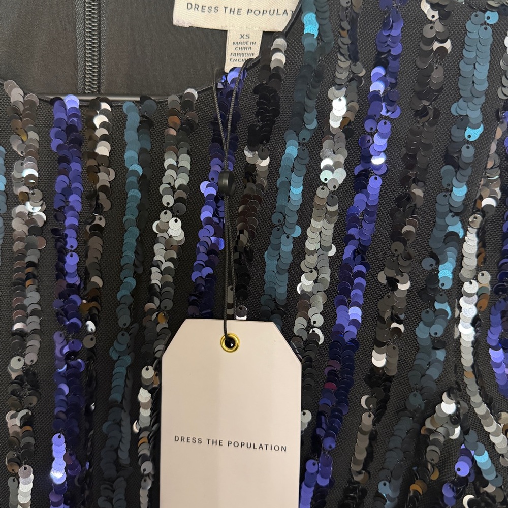 Dress the Population Elegant Sequin Dress in Black and Blue - Picture 2 of 5